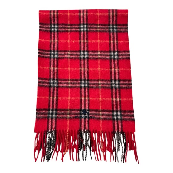 Burberry Red Check Lambswool Scarf - Picture 4 of 7